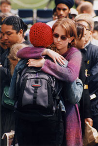 two students embrace