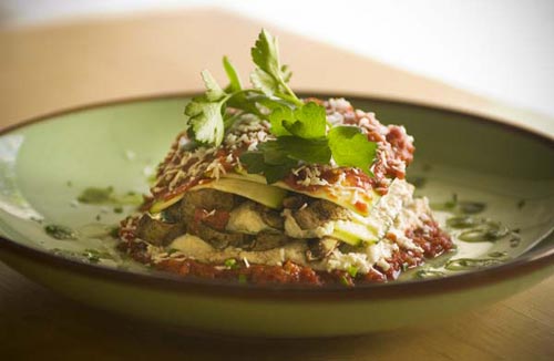 Vegetable Lasagna With Cashew Ricotta and Marinated Portabella 