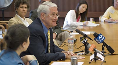 Chancellor birgeneau at press briefing