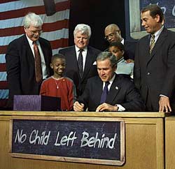  President Bush signing the No Child Left Behind law.
