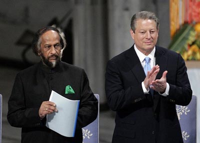 Al Gore and Rajendra Pachauri awarded the Nobel Peace Prize for 2007