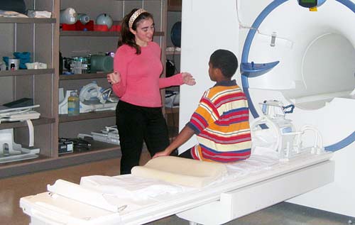 Child volunteer at the UC Davis Imaging Research Center