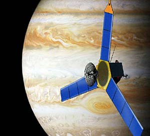 Artist's conception of Juno mission to Jupiter.