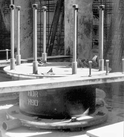 base isolators at Hearst Mining building