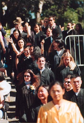 students filing into commencement