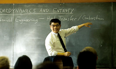 Chang-Lin Tien at the blackboard
