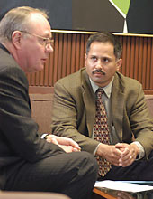 Chancellor Berdahl and Tomás Aragón of the Center for Infectious Disease Preparedness