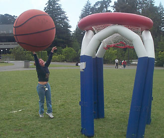 Playing super hoops on Memorial Glade