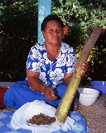 Samoan healer crushes mamala bark