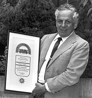 Donald Noyce after being awarded the Berkeley Citation in 1986
