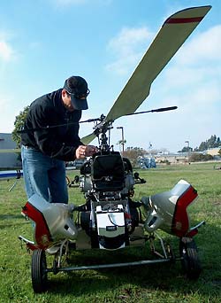 Travis Pynn checks out a BEAR helicopter