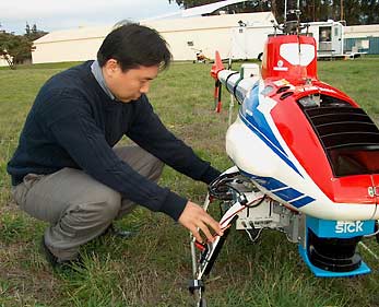 David Shim inspects copter