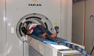 Student undergoing an MRI