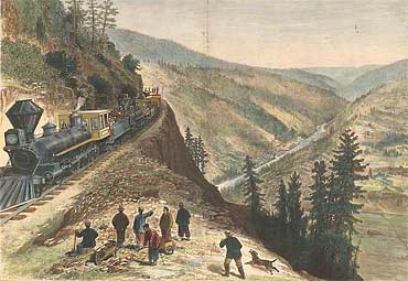 Chinese workers near railroad train