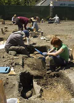Students at Conservatory dig