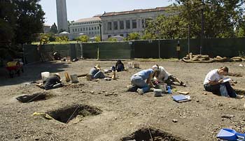 Students at dig site