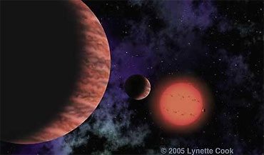 Artist rendering of three Planets orbiting GJ 876