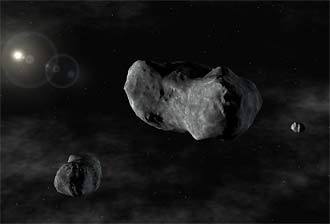 Artist's conception of Sylvia 87 and its moons