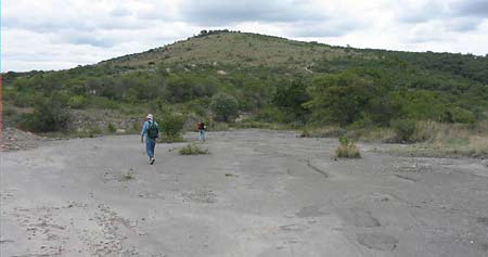 surface outcrop of xalnene tuff on which the alleged human footprints were found