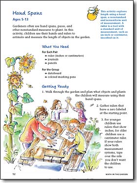 Exercise page from Math in the Garden book