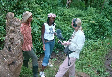 Kate Cheney Davidson interviews a Tanzanian farmer
