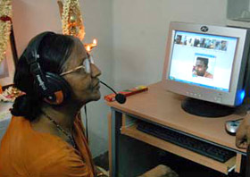 Patient taking part in teleconference