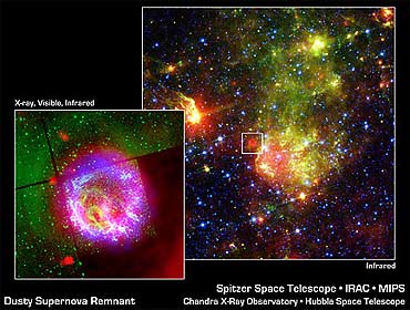 Space telescope images of dusty supernova remnant