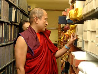Khyentse Rinpoche with Buddhist Studies materials