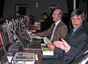 Berkeley scientists in mission operations room