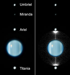the rings of Uranus a mere two hours after Earth had crossed to the lit side of the ring plan