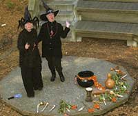  Jean Ellisen and Bobbie Kinkead dressed as witches for "Spooky Stories in the Redwood Grove"