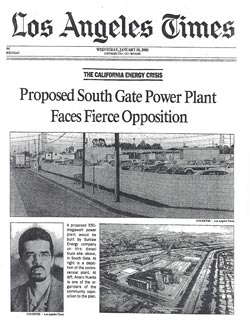  2001 L.A. Times article on South Gate neighborhood campaign to block power plant