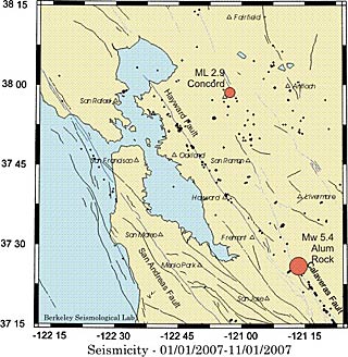 Bay Area earthquake map from Alum Rock quake