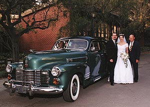 Briggs with newleyweds and classic car