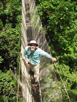 report author Michael Kaspari on rope bridge