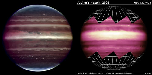 Comparison photos of Jupiter haze