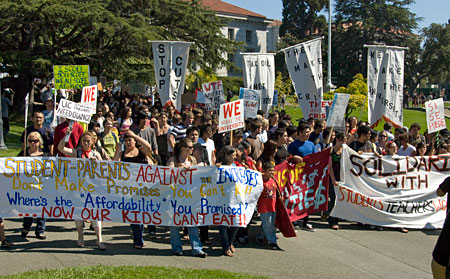 Marchers pass through the heart of campus