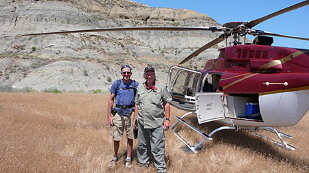 Helicopter used to reach the dig