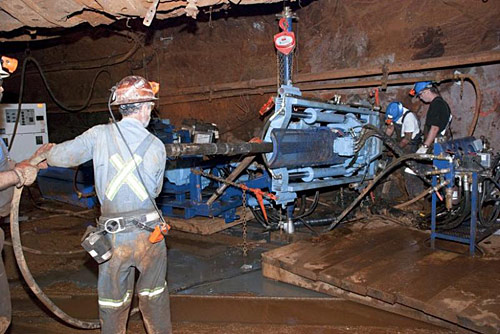 Drilling in former mine site