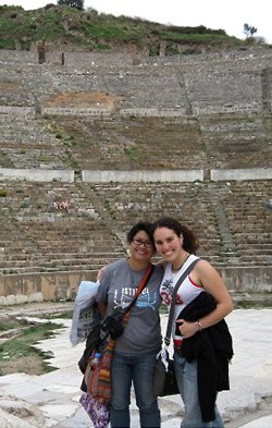 Natalie Nguyen, left, and a friend at Ephesus, an ancient Greek site in Anatolia.