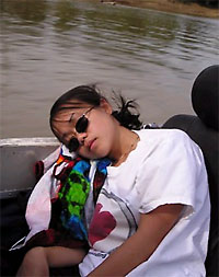 Matilde napping on the boat